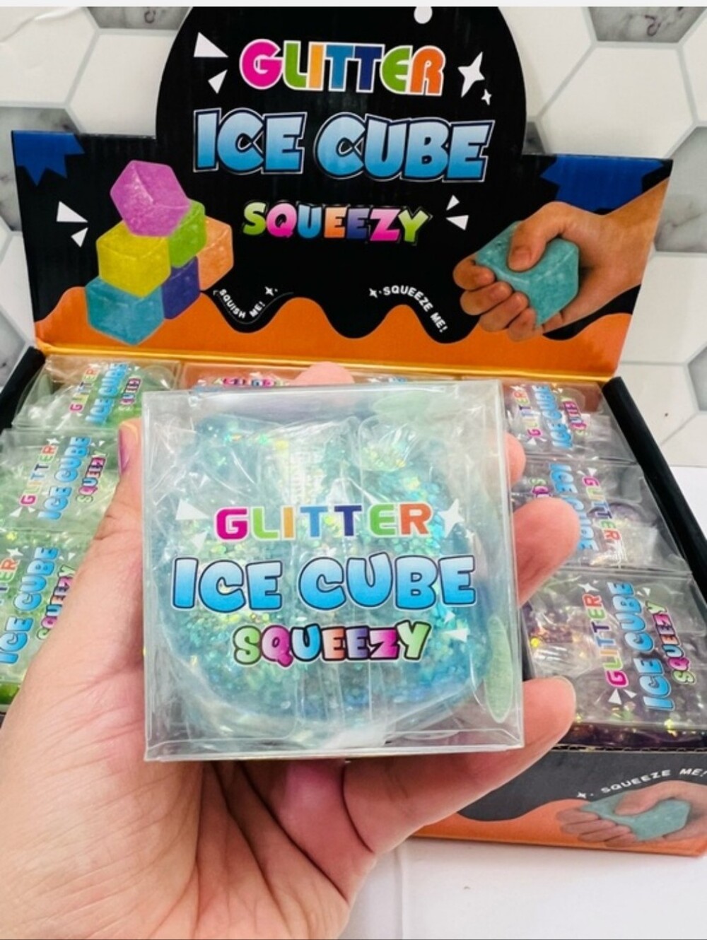Viral Glitter Ice Cube Squeezy